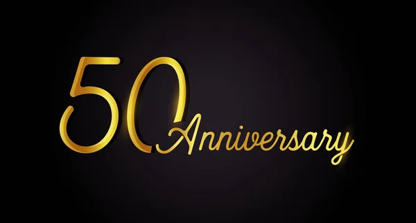 Concepto de logo 50 aniversario. Icono de cumpleaños de 50 años. Números dorados aislados sobre fondo negro. Ilustración vectorial. EPS10 . — Vector de stock