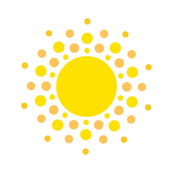 Symbole estival. Icône moderne Sun. Pois et pointes en forme de cercle ensoleillé. Isolé concept de logo vectoriel sur fond blanc — Image vectorielle
