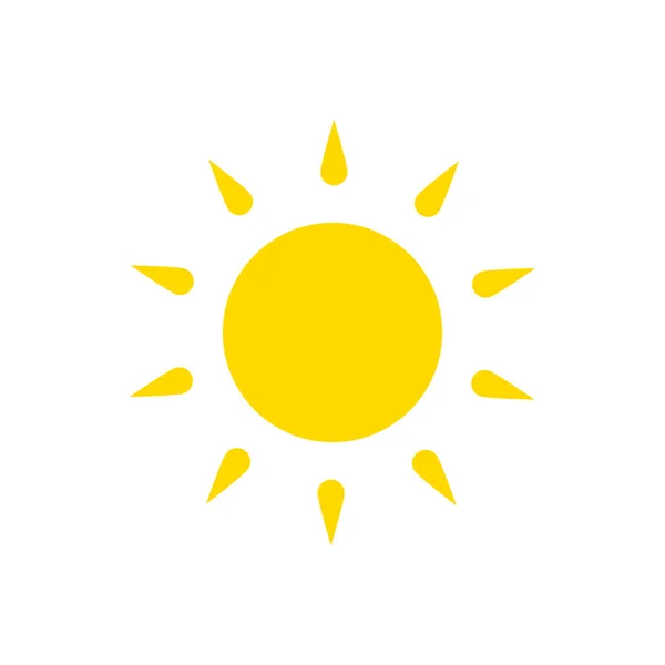 Yaz sembolü. Güneş modern simgesi. Güneşli daire şekli. Beyaz arka planda yalıtılmış vektör logosu kavramı — Stok Vektör