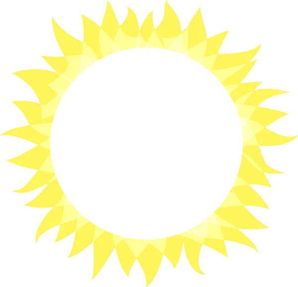 L'icône du soleil. Ensoleillé forme de cercle lumineux avec des rayons. Été soleil briller brillamment, plat modèle de logo simple, conception de concept. Illustration vectorielle sur fond blanc — Image vectorielle