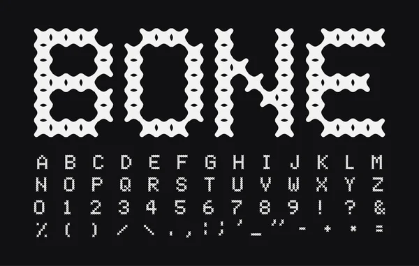 Абстрактні кістки векторні літери та цифри набір. Білий простий векторний латинський алфавіт у верхньому регістрі. Шрифт для цуценяти їдять, собаки та коти, логотипи, банер, монограма та плакат. Дизайн типографії . — стоковий вектор
