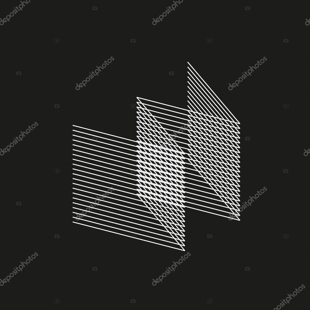 Isometric Geometric Font. Line blend style letter W. Typography design