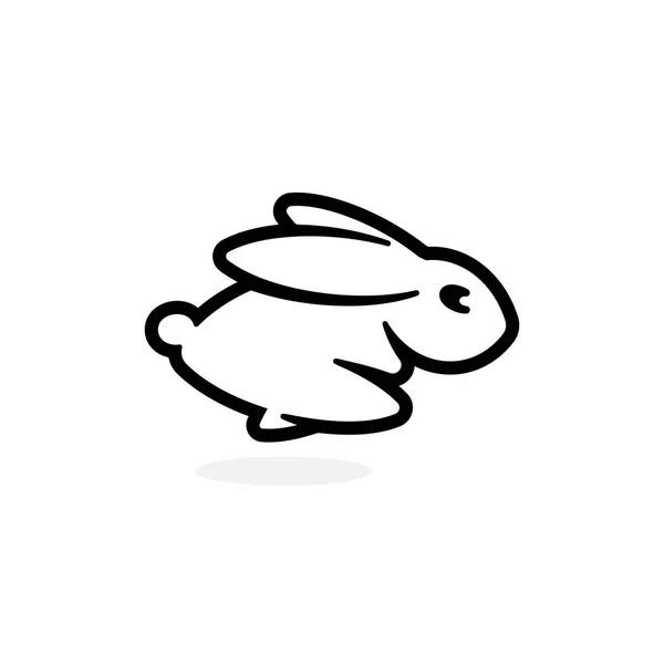 Leveret emblem mall. Kör Kaninikonen. Enkel svart kontur hare silhuett logotyp mall. Modern koncept design. Isolerad Bunny vektor illustration på vit bakgrund. — Stock vektor