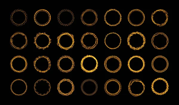 둥근 프레임 세트. 나무 분기 또는 새 둥지 같은 라인의 반지. 매직 미스터리 추상 반지 컬렉션입니다. 격리 벡터 일러스트레이션. — 스톡 벡터