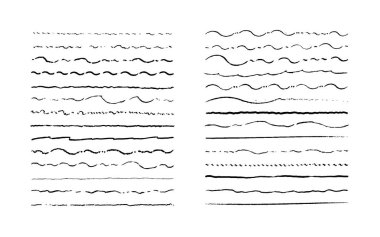 Elle çizilmiş karalama çizgileri sallayarak. Vintage sınır öğeleri, karikatür çerçeve seti, kalem grunge dekorasyon altını çizer. Vektör kalem kontur çizimi