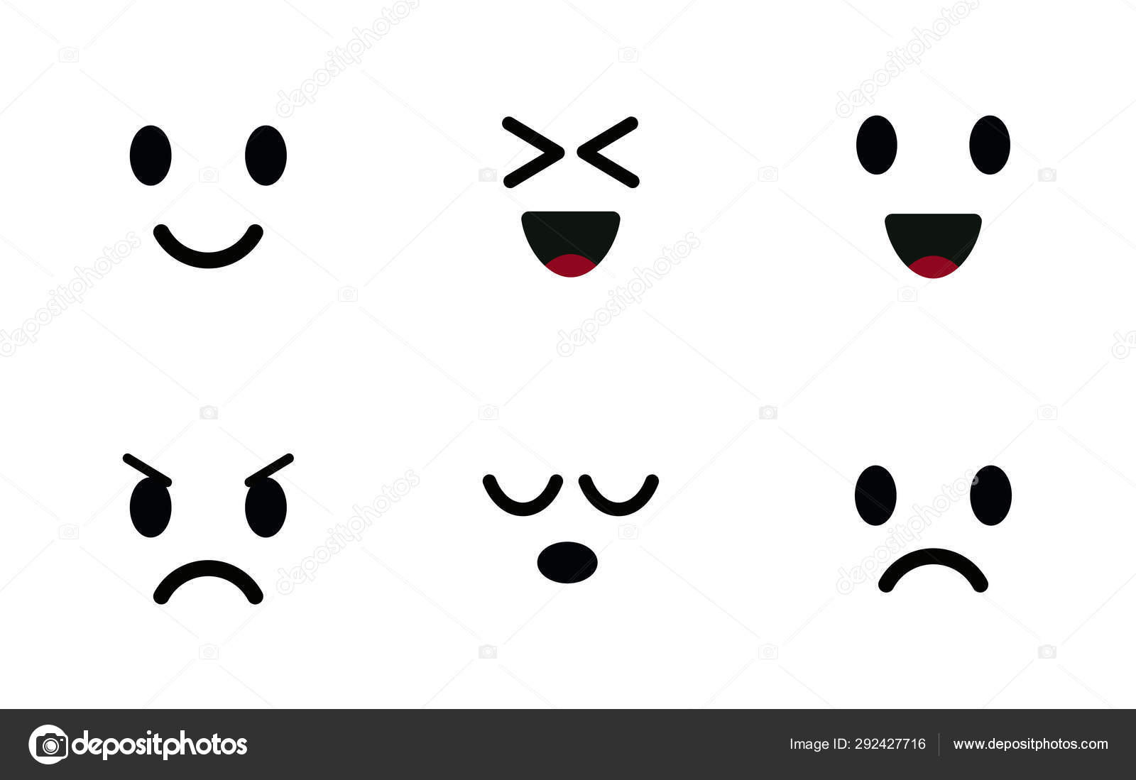 Emoji icon set. Characters faces, cute emoticon, mood symbols ...