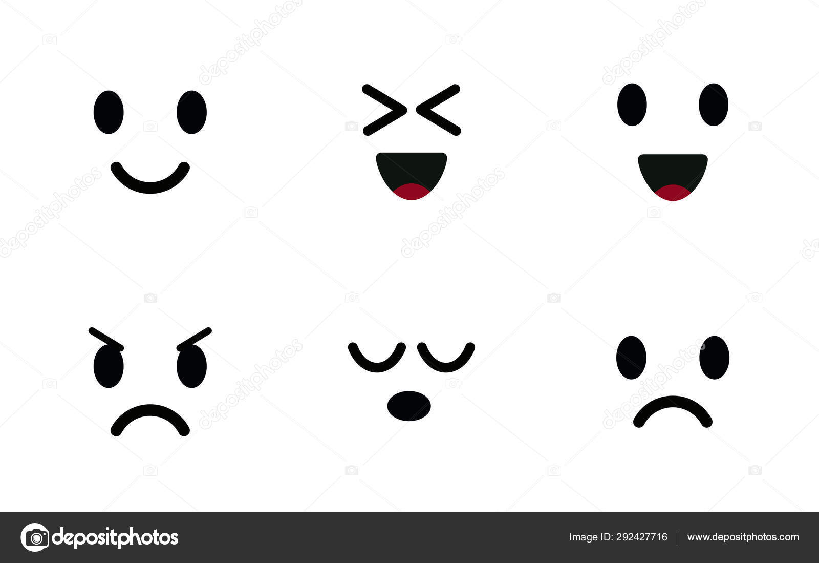 Smiley emoticon vector character face set. Smileys cute faces