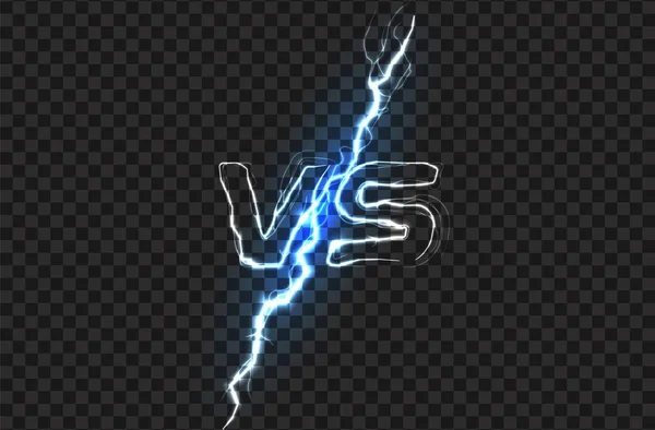 Versus VS logo. Plantilla de título de batalla. Diseño relámpago brillante. Ilustración vectorial aislada sobre fondo negro . — Vector de stock