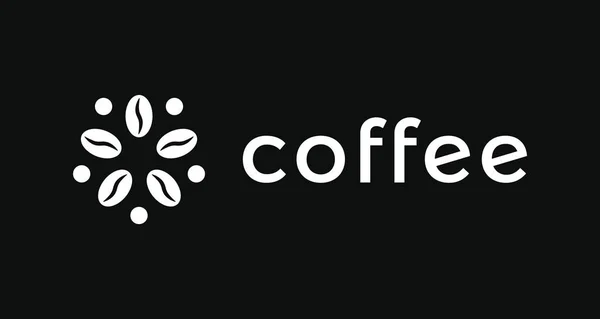 Logotipo do café, conceito moderno. Ícone de grão de café. Modelo abstrato do logotipo da bebida energética. emblema de vetor isolado no fundo em branco . —  Vetores de Stock