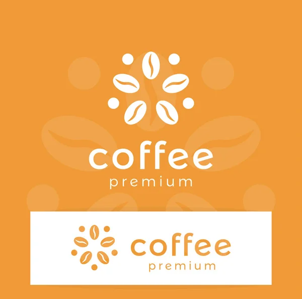 Kaffe logotyp, modernt koncept. Kaffebönor ikon. Logotyp mall för abstrakt energidryck. Isolerat vektor emblem på tom bakgrund. — Stock vektor