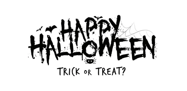 Happy Halloween-fest affisch koncept. Lettering med fladdermöss, spindlar och spindelväv. Banner designmall för Event, Party, annonsering eller webb. Vektorgrafik. Eps10. — Stock vektor