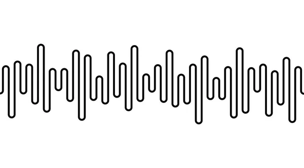 Zwarte bochtige lijn op witte achtergrond. Radio Wave of muziek-equalizer, geluidsgolf. Gestileerde cardiogram, interfaceontwerp voor medische apparatuur, vector illustratie. — Stockvector