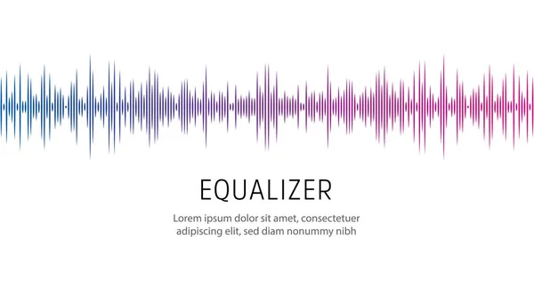 Equalizer poszter sablon. Hanghullám vagy rádióhullám, vektoros illusztráció. — Stock Vector