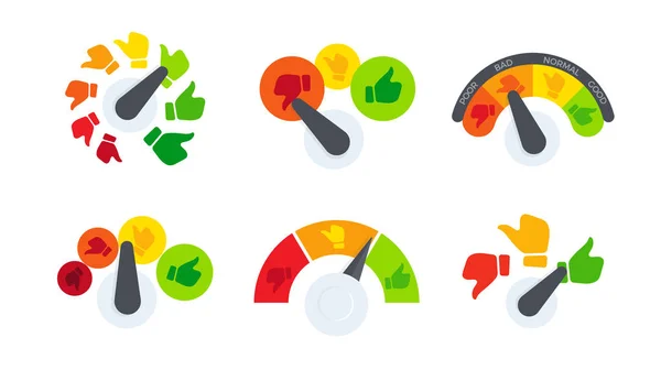 Contatore business o modello di indicatore di business con faccia fumetto emotivo. Icone astratte di rating. Illustrazione vettoriale di controllo qualità . — Vettoriale Stock