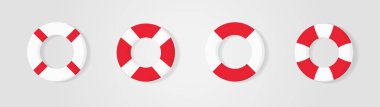 Lifebuoy simgeleri seti, boğulan insanları kurtarmak için kurtarıcıların ekipmanları, iş ve tatil illüstrasyon için vektör grafik deign elemanı.