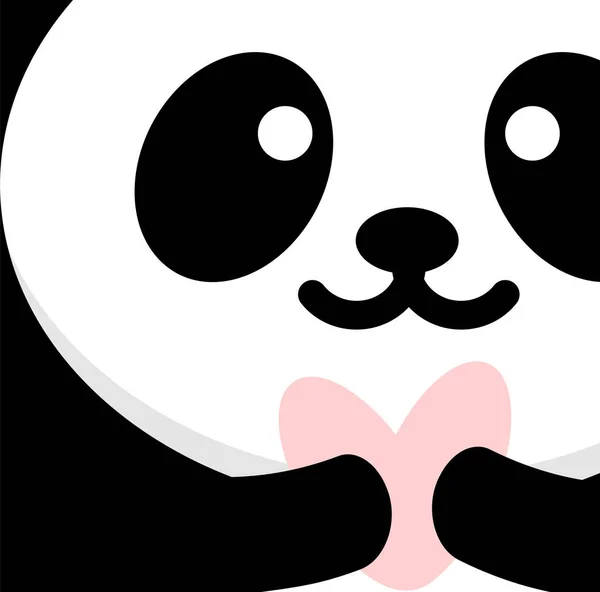 Panda no amor declara amor e dá um coração ou valentine. Retrato de um panda com coração nas patas. Cartão de saudação para os amantes, ilustração vetorial . — Vetor de Stock