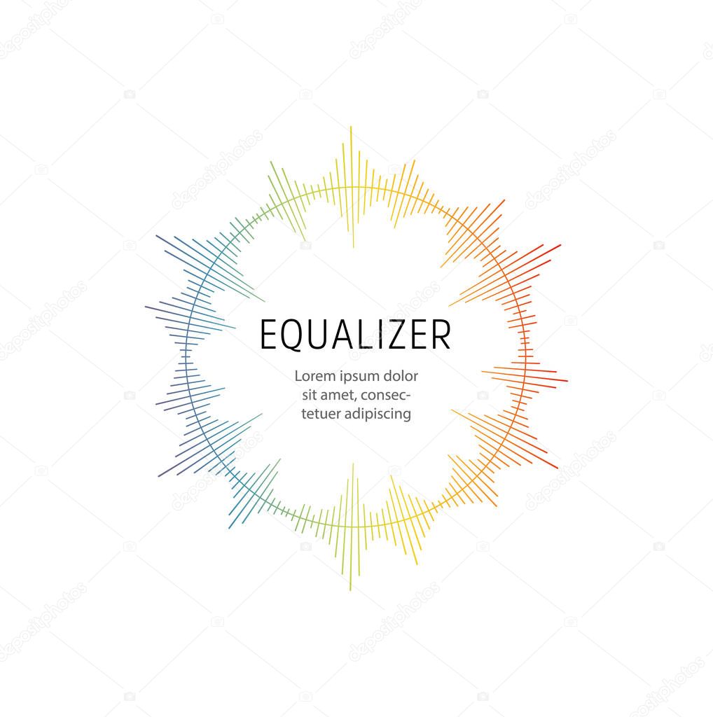 Music sound circle frame wave logo, audio digital equalizer technology, console panel, pulse musical, vector illustration