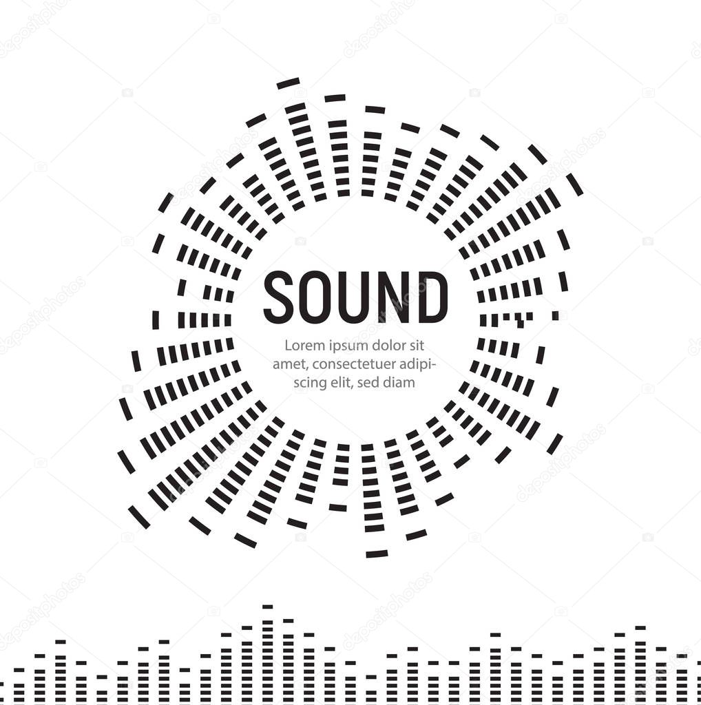 Music sound circle frame wave logo, audio digital equalizer technology, console panel, pulse musical, vector illustration