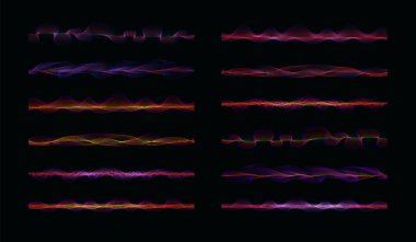 Siyah arka plan üzerinde ses dalgası veya radyo dalgası veya ses dalgası vektör illüstrasyon.