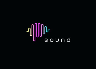 Dijital ses eşitleyici logosu. Ses dalgaları amblemi. Soundtrack kayıt simgesi. Müzik çalma sembolü. Müzik stüdyosu kayıt tabelası. Kulaklık ve kulaklık logosu. İzole edilmiş beyin vektör çizimi.