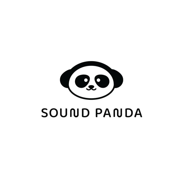 サウンドパンダアプリのロゴ。音楽再生アプリケーションエンブレム。サウンドトラックの録音スタジオアイコン。オーディオヘッドセット、ヘッドフォンサイン。隔離されたアジアの動物のプリントベクトルイラスト。DJ機器のシンボル. — ストックベクタ