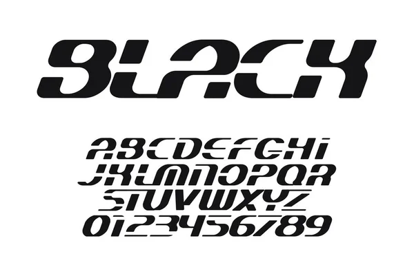 スポーツフォント広いアルファベット太字イタリック体の文字.ダイナミック書体。大文字と数字。現代のタイポグラフィデザイン. — ストックベクタ