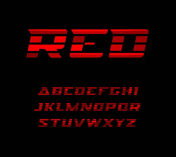 Red sports font. Letras anchas con rayas horizontales dinámicas. Personajes del alfabeto vectorial para el deporte y las carreras. Diseño tipográfico moderno . — Vector de stock