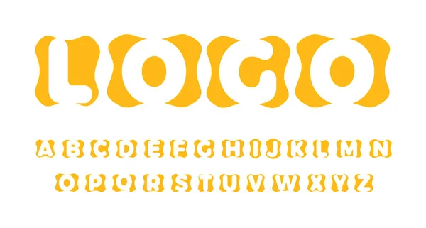 Orangefarbene lustige Buchstaben, Schrift aus Negativbuchstaben, quadratische Buchstaben, typografische Gestaltung für Logos, Überschriften und Plakate, Vektortypografie — Stockvektor