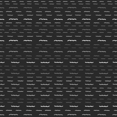 Yatay çizgilerin kusursuz dokusu, dijital dalgaların vektör deseni, siyah arkaplanda beyaz çizgiler, doku tasarım şablonu