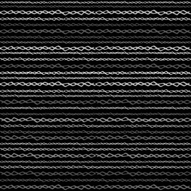Yatay çizgilerin kusursuz dokusu, dijital dalgaların vektör deseni, siyah arkaplanda beyaz çizgiler, doku tasarım şablonu