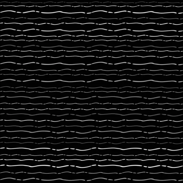 Naadloze textuur van horizontale lijnen, vector patroon van digitale golven, witte strepen op zwarte achtergrond, textuur ontwerp template — Stockvector