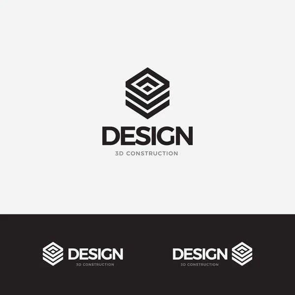 Logo design concept, vector icon, hexagon 3d construction, architecture corporate branding, abstract geometric shape — Stock Vector