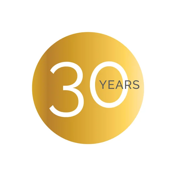 30th Anniversary gold banner template, Thirtith jubilee label, business birthday logo, vector illustration — 스톡 벡터