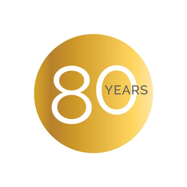 Goldbanner-Vorlage zum 80. Jahrestag, Etiketten zum achtzigsten Jubiläum, Firmenlogo zum Geburtstag, Vektorillustration — Stockvektor