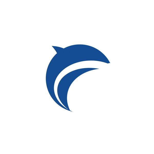Absztrakt delfin sziluett kék ikon, logó koncepció delfin vagy gyilkos bálna. Izolált vektor szimbólum. — Stock Vector
