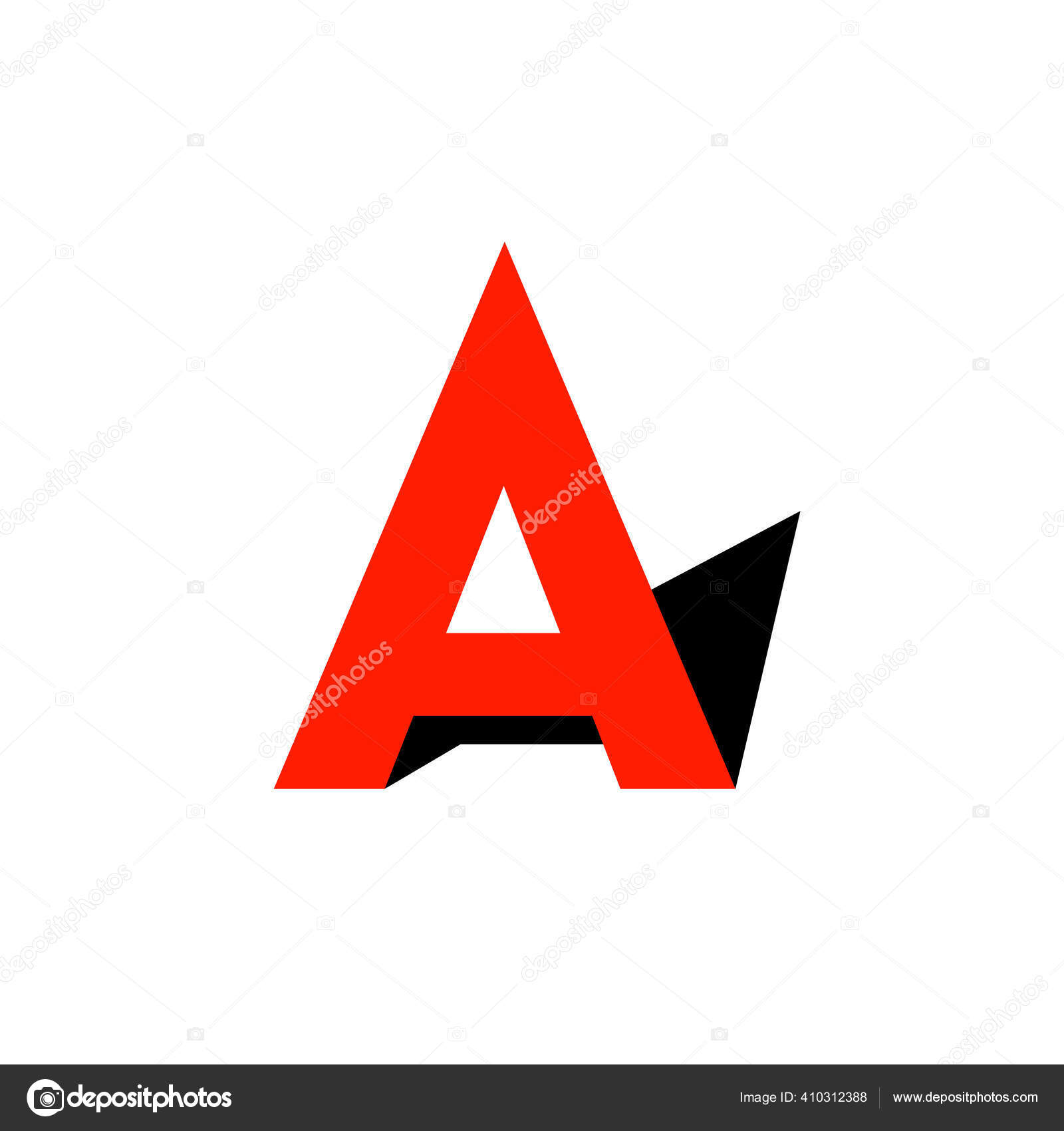 红字A，有箭头一样的黑色阴影，商业和创业的标志概念，向量模板. 图库矢量图©artyway 410312388, image size:1600x1700
