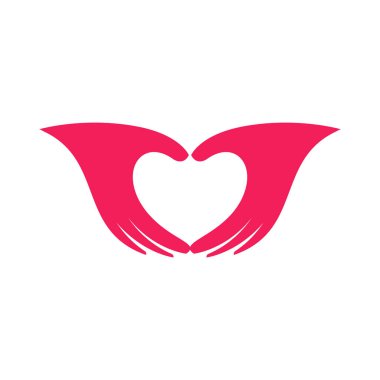 Kalp ikonu şeklinde pembe eller, kalp logosu gösteren avuçlar, aşk ve romantik ilişkiler sembolü, sevginin tanınma ya da jestle takdir edilme işareti. İzole edilmiş düz vektör çizimi