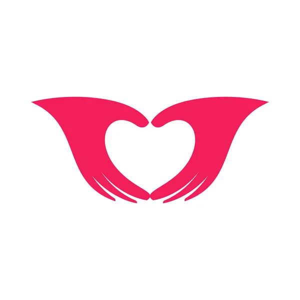 粉红的手形状为心形图标，手掌上有心形标识，爱情和爱情的象征，通过手势表示对爱情的认可或欣赏。孤立平面矢量图解 — 图库矢量图片