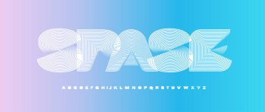 Space cyber alphabet, linear contour futuristic font with bold heavy outline for creative digital logo, unusual headline, robotic typographic design, creative geometric typography. Vector typeset 