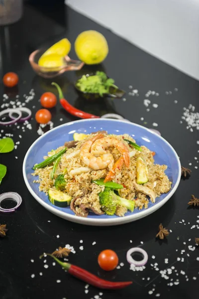 Thai Gebratener Reis Mit Garnelen — Stockfoto