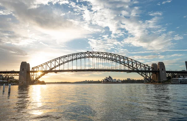 Puente Del Puerto Sydney Con Hermosa Salida Del Sol —  Fotos de Stock