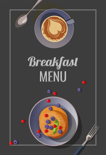 Restaurant Menu Flyer Brochure Design Template Pancakes Cup Coffee Dark Stock Illustration
