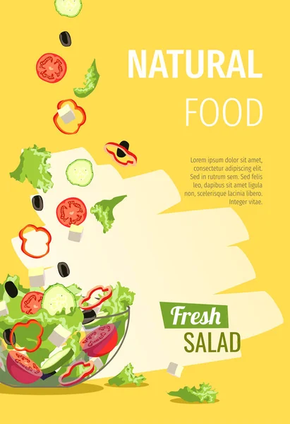 Menu Restaurant Dépliant Modèle Brochure Avec Salade Légumes Frais Illustrations — Image vectorielle