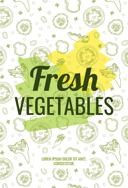 Speisekarte Flyer Broschüren Design Vorlage Mit Gemüsemuster Vektorillustrationen Natürliche Lebensmittel — Stockvektor