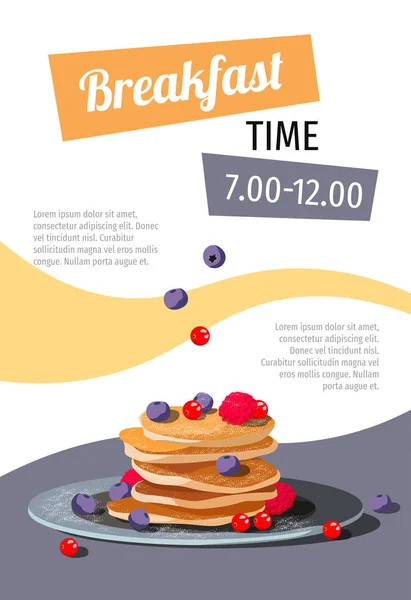 Flyer Banner Poster Brochure Menu Design Pancakes Breakfast Time Concept Royalty Free Stock Vectors