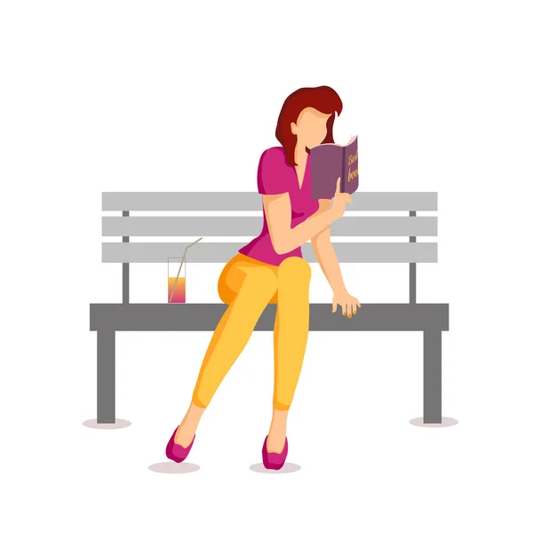 Mujer Sentada Banco Leyendo Libro Cartel Para Los Amantes Del — Vector de stock