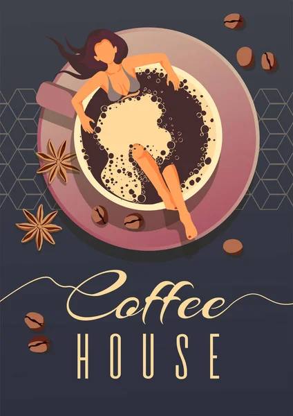Volantino Poster Banner Brochure Modello Design Caffè Caffè Bar Menu — Vettoriale Stock