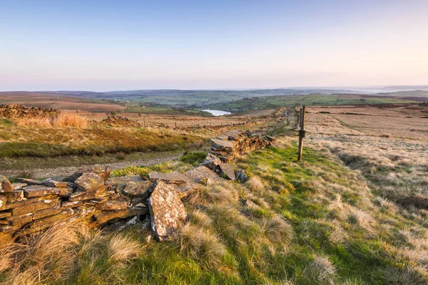 Alba Mattutina Sulla Brughiera Del Paese Bronte Vicino Villaggio Haworth — Foto Stock