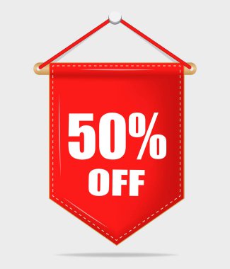 Yalıtılmış vektör arka planında gölgesi olan kırmızı şerit etiketi