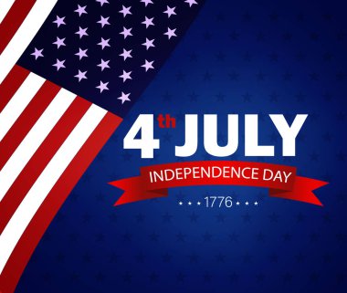 ABD'nin 4 Temmuz bağımsızlık günü. Abd bayrağı yıldız ile mavi arka plan üzerinde sallayarak. vektör illüstrasyon eps10